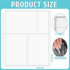 VOKOY 50 Pack 4″ x 6″ Clear Photo Sleeves for 3 Ring Binder, Double Sided 3Po…