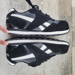 Reebok Harman Womens Work Shoes Sz 7.5 W Black Suede Composite Toe Sneakers