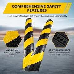 💎2 Pk Rubber Speed Bump Heavy Duty 2 Channel Modular Cable Protector Ramp 25000