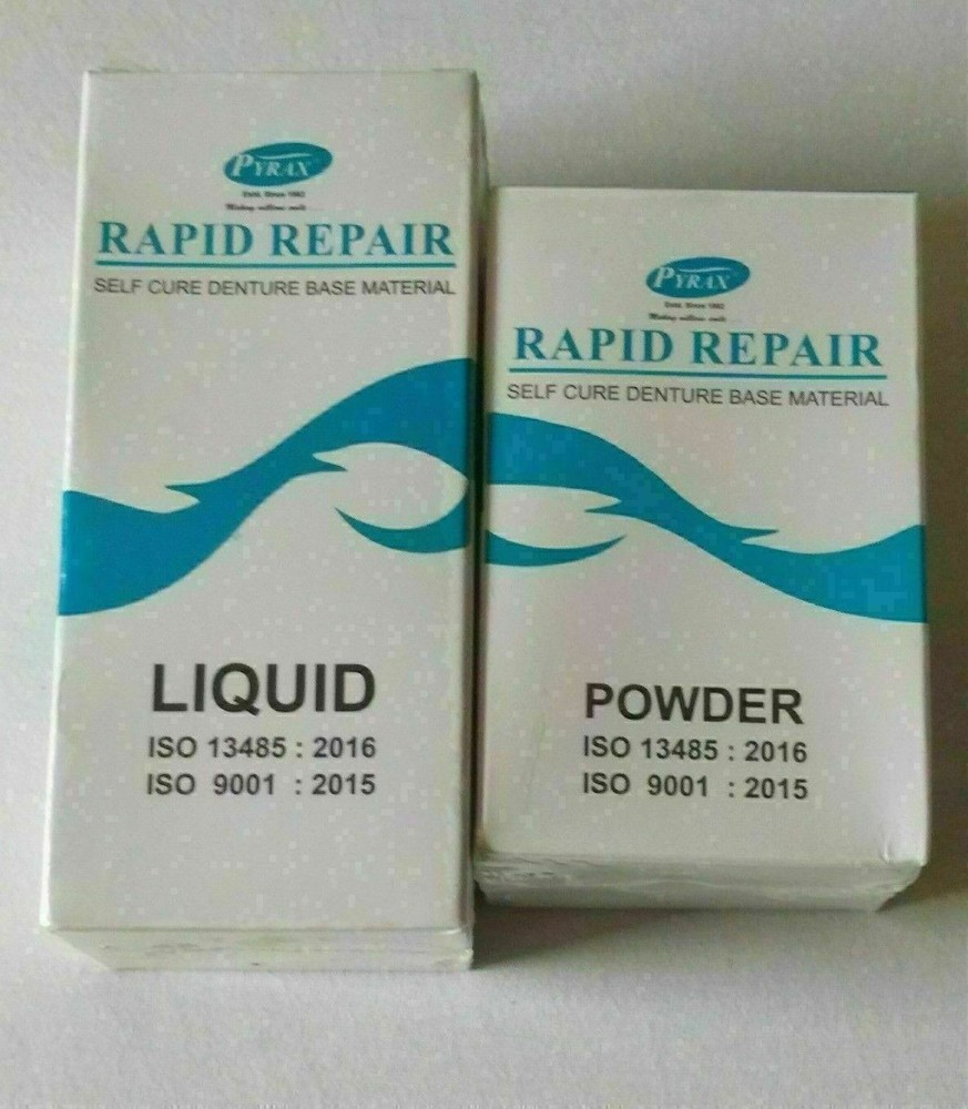 Dental Rapid Repair Self Cure Liquid 100ml & Powder 100 gm For Acrylic Denture