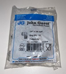 John Guest Right Elbow Speed-Fit PI480823S 1/4” Tube OD x 3/8” NPTF 10 Pack