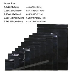 Multiple Sizes Glossy Black 2.75-MIL/3.93-MIL PE Flat Zip Lock Pouch Bag B01