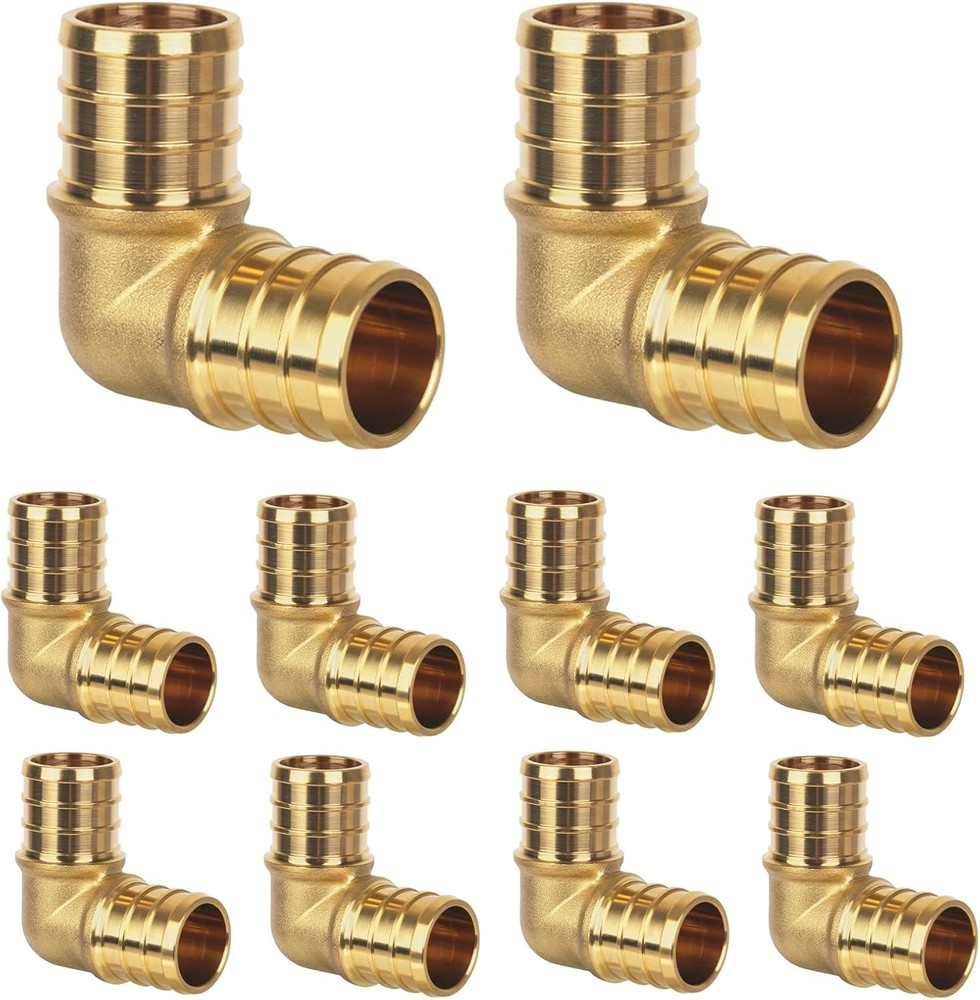 10 Pack 1″ PEX 90 Degree Elbow Brass Crimp Fittings NSF UPC Certified US