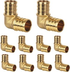 10 Pack 1″ PEX 90 Degree Elbow Brass Crimp Fittings NSF UPC Certified US