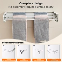 Clothes Drying Rack 31.5 inches Foldable Wall Mount Laundry Rack Folding Indo…