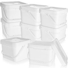 Hushee 10 Pcs 2 Gallon Bucket 68 Mil Square Plastic Buckets with Lid and Hand…