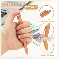 6 Pack Retractable Pens 0.5mm, Black Gel Ink for Office, Dark Yellow