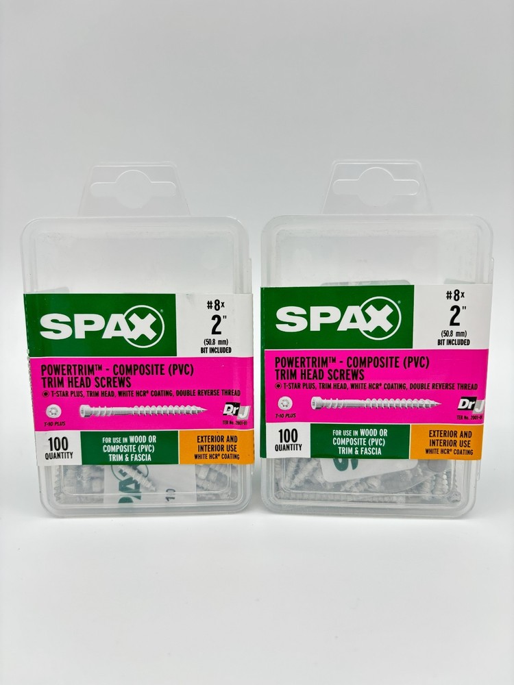 (Pick Size) SPAX Exterior/Interior Power Trim Head Wood PVC Screws White 200 pcs
