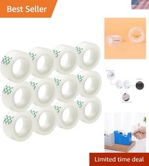 12 Rolls Transparent Tape Refills Rolls 3/4-Inch x 720 inch, 1 inch Core, Cle…