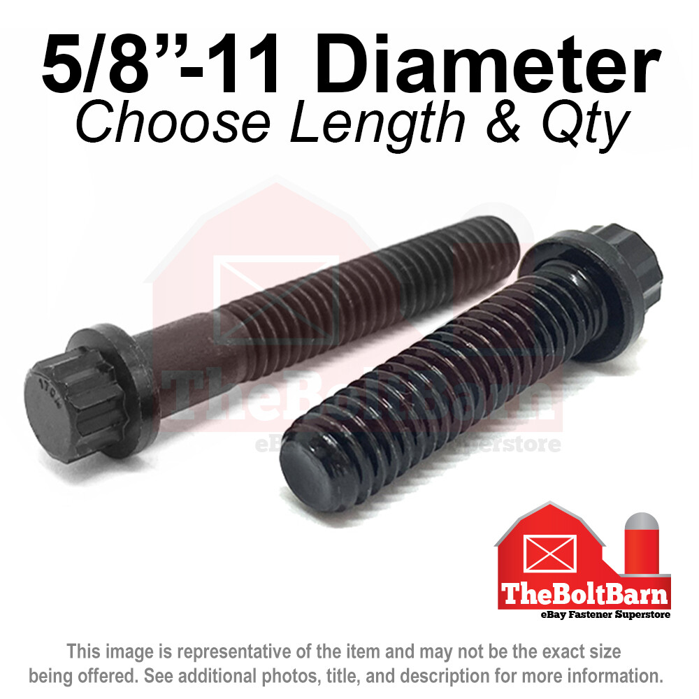 5/8″-11 Coarse 12-Point Flange Screws Alloy Steel Black (Pick Length & Qty)