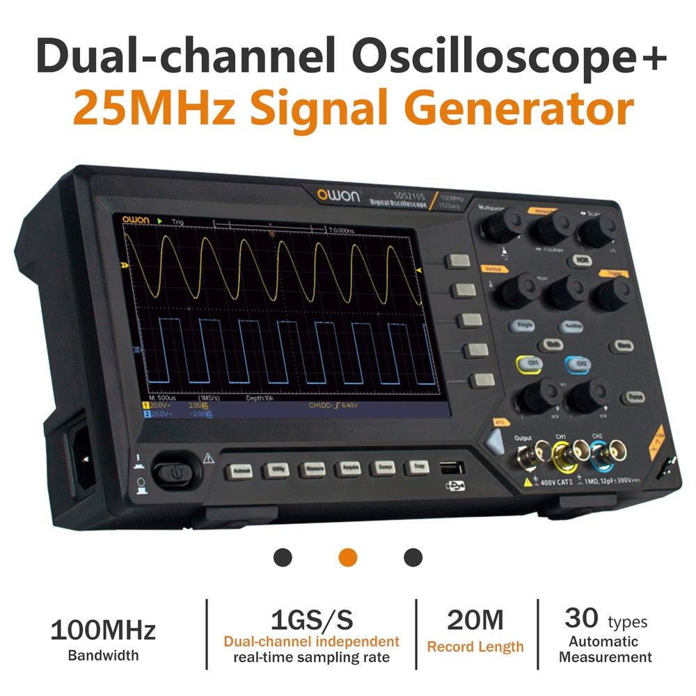 Owon SDS200 Series Digital Oscilloscope 2CH 100/150/200MHz 25MHz SignalGenerator