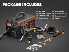 Mini MIG Welder 110V/220V MIG Welding Machine Gasless Flux Core Weld Iron 145Amp