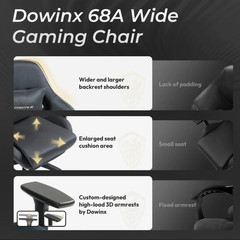 Dowinx Suede Gaming Chair with Silent Wheels, Lumbar Massage and Footrest