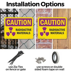 (2 Pack) Radioactive Materials OSHA Caution Radiation Sign Decal Metal Plastic