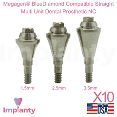10x Megagen® BlueDiamond Compatible Straight Multi Unit Dental Prosthetic NC