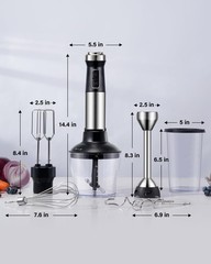 Scratch-Resistant 1000W Immersion Blender – 6 Attachments for All Cooking Needs
