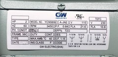 General Purpose 2 HP 1 Phase Motor 3450 RPM 56C Frame TEFC 115/230V