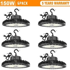 6 Pack 150W Led High Bay Light Industrial Commercial Factory Warehouse Lighting