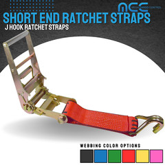 USA 3″ 4″ Ratchet Tie Down Short Fixed End Strap w/ J Hook for Flatbed Truck