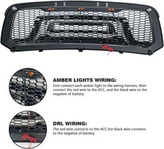 Front Grille Dodge Ram 1500 2013 2018 Matte Black Off Road Lights