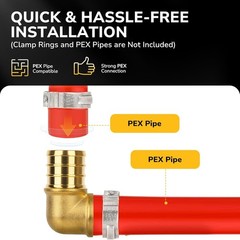 10 Pack 1″ PEX 90 Degree Elbow Brass Crimp Fittings NSF UPC Certified US