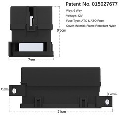 Waterproof 12V Fuse Relay Box with 6 Relays & 11 ATC/ATO Fuses – Compact Design