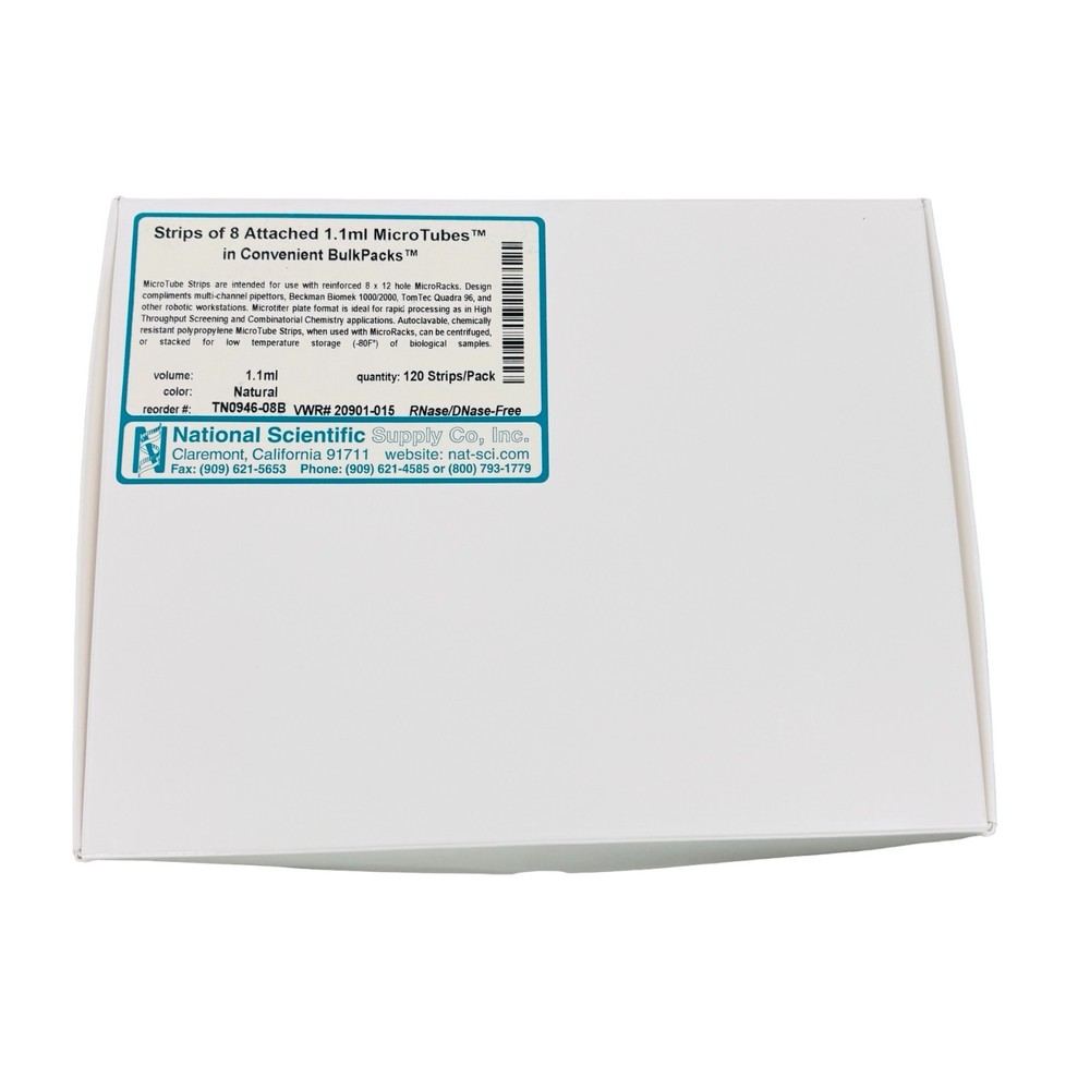 National Scientific Strips of 8 Attached 1.1ml Microtubes 120 strips/pack