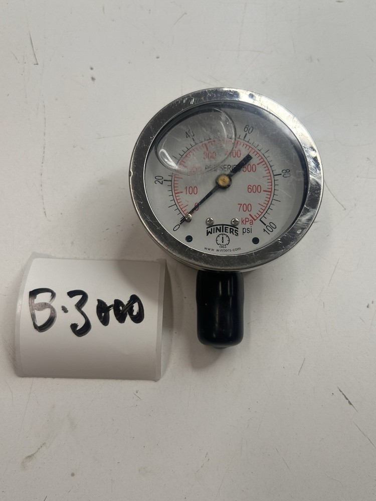 Winters PFQ804 0-100 PSI 0-700 kPa Stainless Steel Pressure Gauge 2.5”