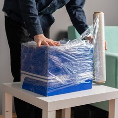 Blown Stretch Film Wrap 18″ x 1500′ x 80 Gauge Clear Hand Bundling 4 Rolls