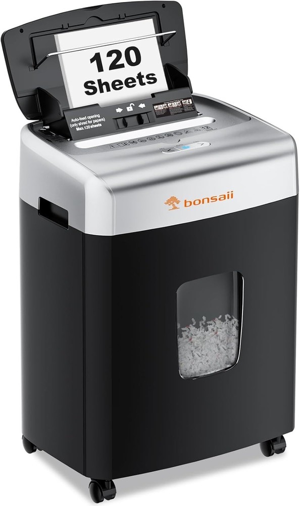 Bonsaii 120-Sheet Auto Feed Micro Cut Paper Shredder P-4 30min 6 Gal