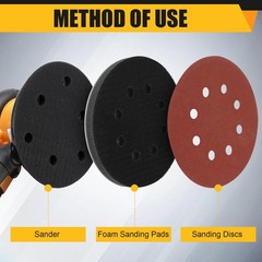 Giwiemi 4 Pack Orbital Sander Foam Pad 5 inches x 5 x 0.5 inches, Black
