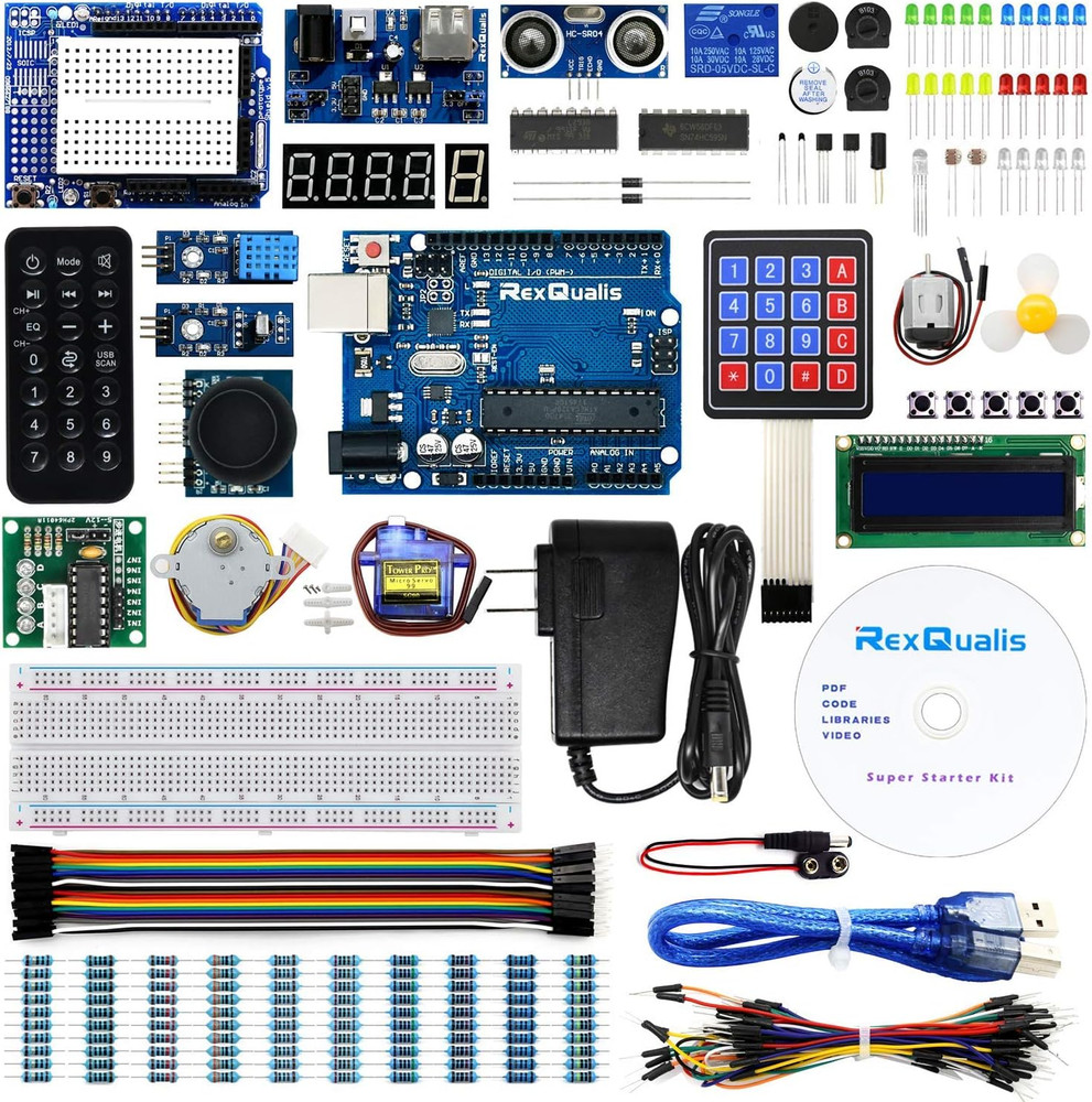 Arduino UNO R3 Super Starter Kit with Sensors, LCD, Motor Modules & Tutorial Set