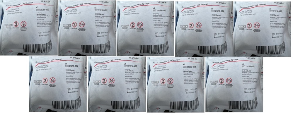 Cardinal Health Lap Sponge 18”x18” 23250-402 EXP 2026-07-18 Lot of 9