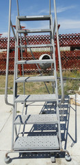 8 Step Steel Rolling Ladder Top Step W/ Handrails & Lock Step 9’3″