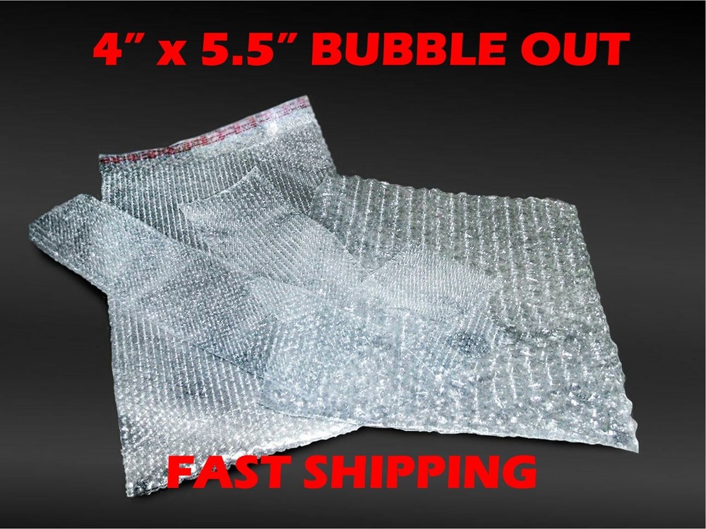 BUBBLE OUT 4″ x 5.5″ POUCHES BAGS WRAP CUSHIONING SELF SEAL CLEAR PROTECTIVE