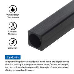 2 Pcs Carbon Fiber Square Tube 10×8.5x330mm Pultruded Carbon Fiber Tubing