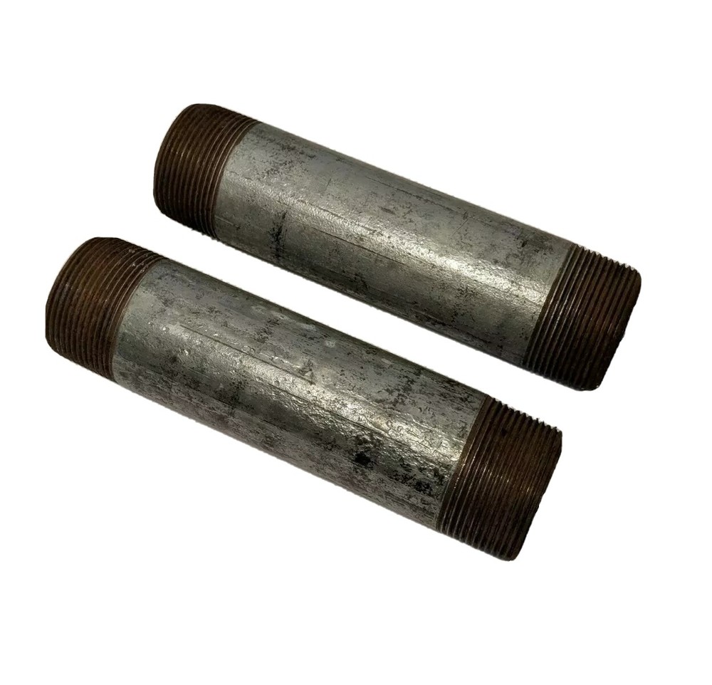 Lot (2) Threaded Steel Pipe Nipples 7 in. Length NPT 1-5/8 in. ID 1-7/8 in. OD