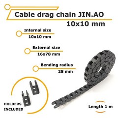 Cable drag chain – Energychain – Power chain – Cable track 10×10 mm, 1 meter