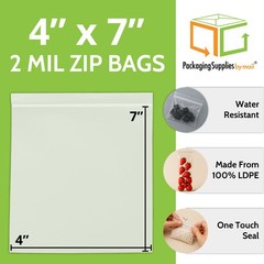 4000 Pcs 4″ x 7″ Zipper Bags Clear 2 Mil Reclosable Self Seal Packaging Polybag