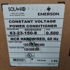 SolaHD 63-23-150-8 Transformer 500VA Hardwired 120/208/240 VAC Voltage Regulator