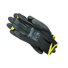 Ultra-Thin Black Work Gloves Polyurethane Palm Coated Nylon Shell 12 Pairs