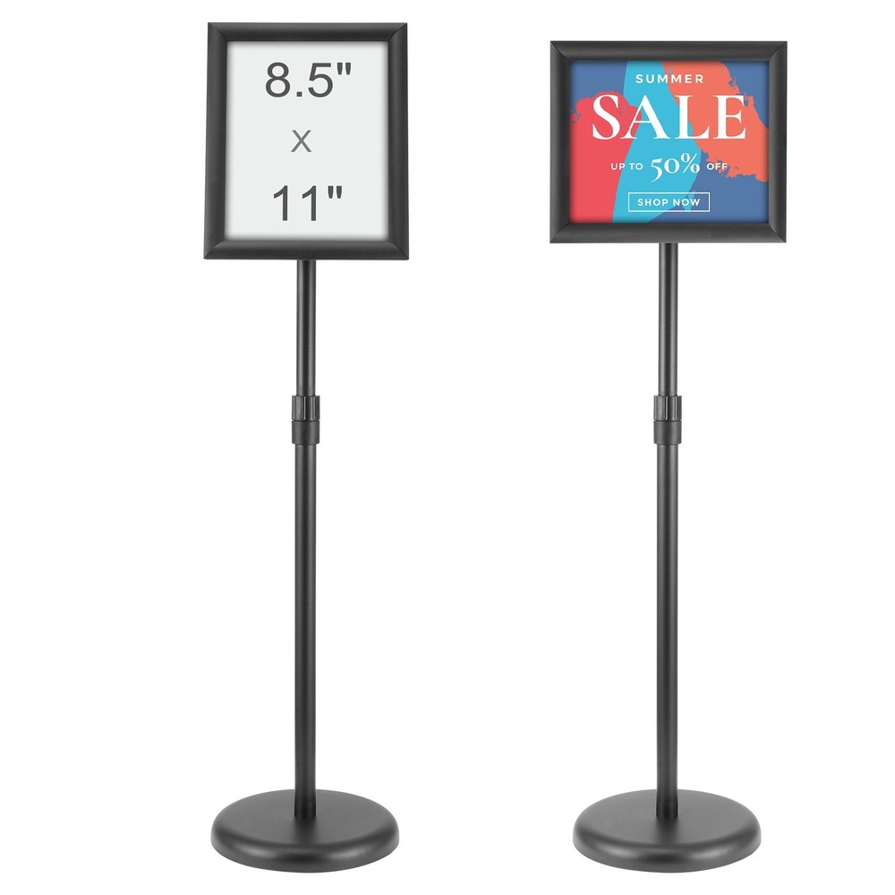 Aluminum Poster Stand 8.5x11in, Height-Adjustable, Rotatable, Waterproof PVC