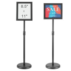 Aluminum Poster Stand 8.5x11in, Height-Adjustable, Rotatable, Waterproof PVC