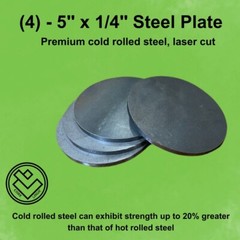 (4) -1/4″ Round Steel Plates, 5″ diameter, Cold Rolled Steel, Superior Strength