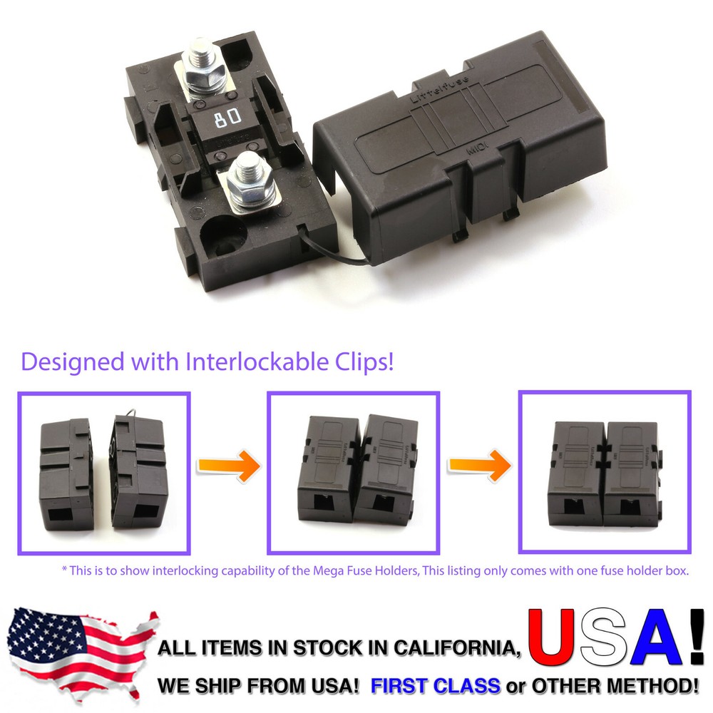 Premium MIDI Fuse Holder with 80A midifuse 80 amp 32V DC Time Delay Clip