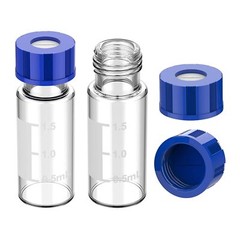 2ml Sample Vials+Caps Screw Top Pack of 100 Clear Lab Vial Small Glass Bottles