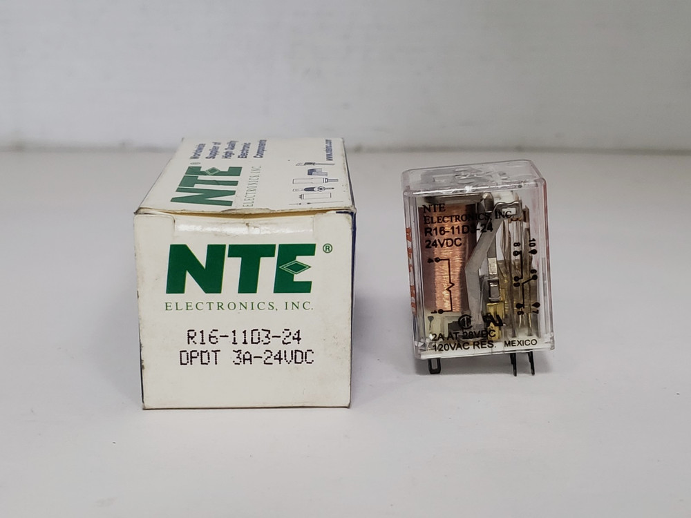 NTE R16-11D3-24 RELAY DPDT 8 PIN 3A-24VDC NIB