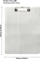 Stainless Steel Clipboard Heavy-Duty Durable Clipboard (Silver, A4)