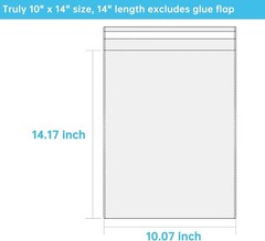 100 Pcs 10″x14″ Clear Self-Sealing Cellophane Bags for Packaging T-Shirt Clothes