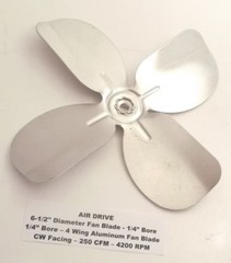 AIR DRIVE 6-1/2″ Diameter x 1/4″ Bore Fan Blade – 4 Wing Aluminum Fan Blade – CW